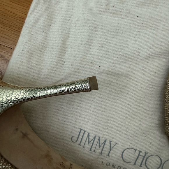 Jimmy Choo Gold Sparkle Heels - Picture 5 of 6